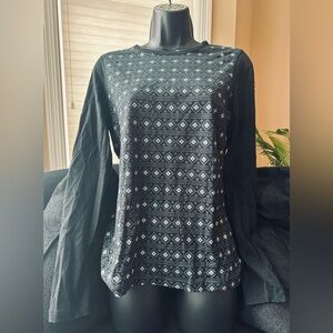 Icebreaker merino wool black/white patterned women's baselayer - size large